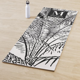 Palmboombladeren Zwart & Wit Abstract Monogram Yogamat