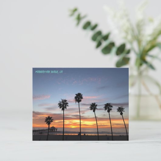 Palmboomfeest - 🤩Manhattan Beach Briefkaart (Staand voorkant)