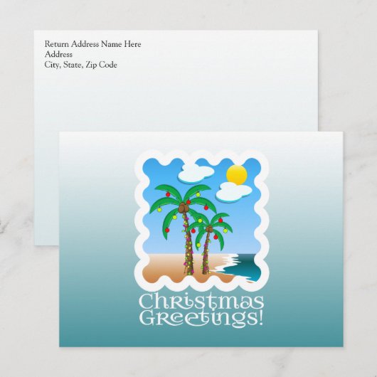 Palmboomgaarden met kerstmis feestdagenkaart (Voorkant / Achterkant)