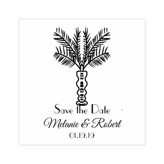 Palmboomhandleiding Tropische Logo Rubberstempel (Afrduk)