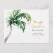 Palmboomkastal kerstvakantie aankondigingskaart (Voorkant)