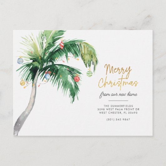 Palmboomkastal kerstvakantie aankondigingskaart (Voorkant)