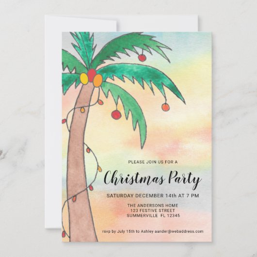 Palmboomkerstfeest Kaart (Voorkant)