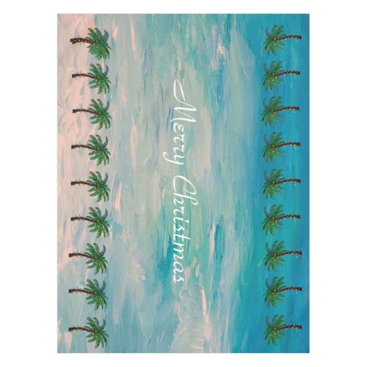 Palmboomkersttafelkleed tropisch tafelkleed (Voorkant)