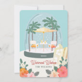 Palmboomkleppen Sneeuwkerstmis Wereldbol Feestdagenkaart (Voorkant)