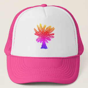 Palmboomkleurige regenboogroze rommeltje trucker pet