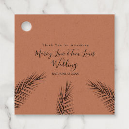 Palmboomkorvisserij met hand getrokken papierkraft bedankjes labels