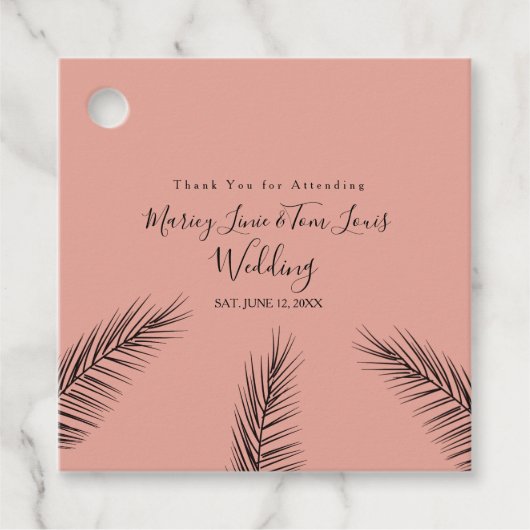 Palmboomkorvisserij met hand getrokken papierkraft bedankjes labels (Voorkant)