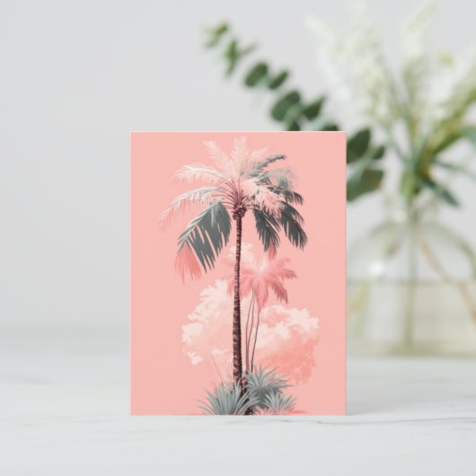 palmboomroze briefkaart (Staand voorkant)