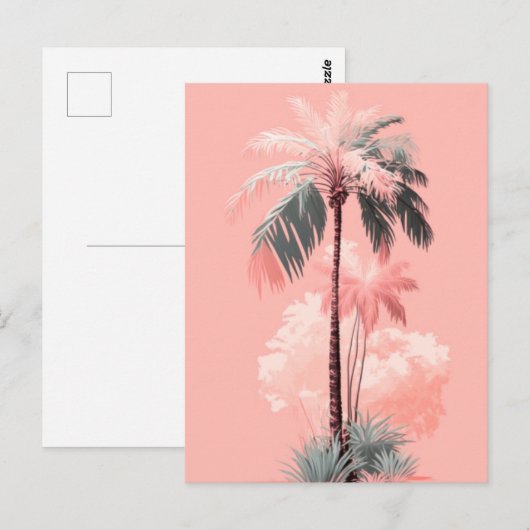 palmboomroze briefkaart (Voorkant / Achterkant)