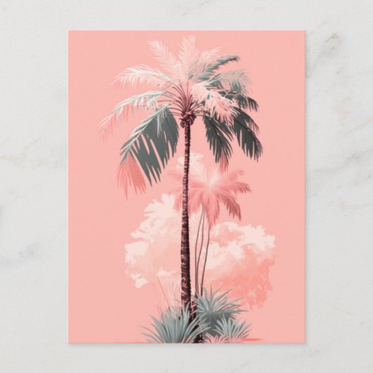 palmboomroze briefkaart (Voorkant)