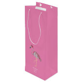 Palmboomroze flamingokoellak wijn cadeautas (Achterkant Gekanteld)