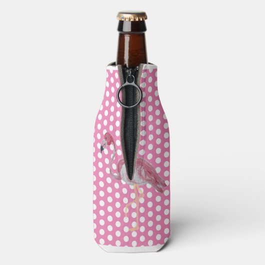 Palmboomroze flamingo's flesjeskoeler (Fles Achterkant)