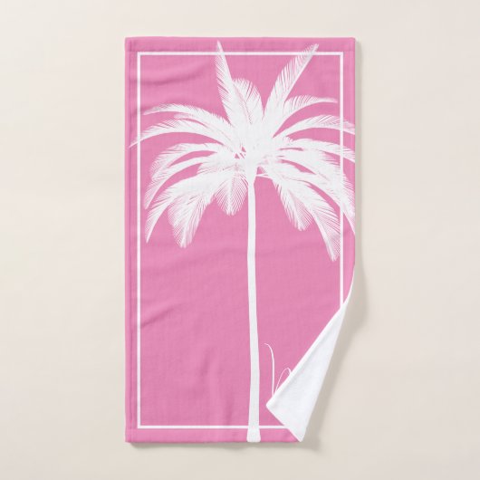 Palmboomroze witte tropische elastische monogram bad handdoek (Handdoek)