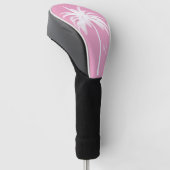 Palmboomroze witte tropische elastische monogram golfheadcover (Schuin)