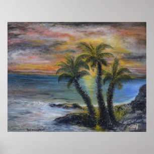 Palmboomschilderschilderij Poster