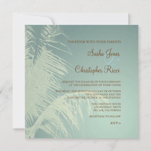 Palmboomsilhouet Kaart (Achterkant)