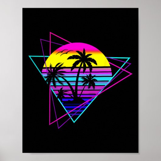 Palmboomstam 80s zomervaca poster (Voorkant)
