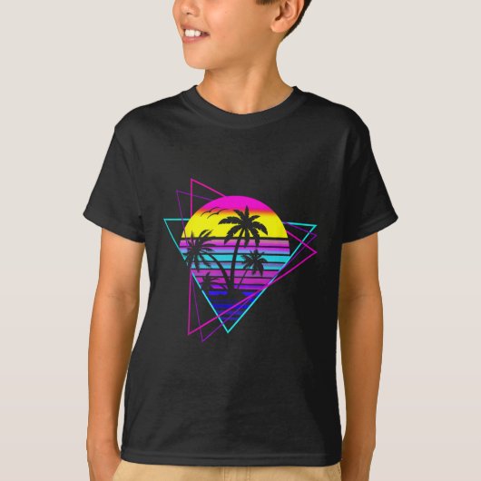 Palmboomstam 80s zomervaca t-shirt (Voorkant)