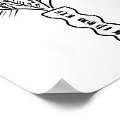 Palmboomstam met hand getekende Art Black White Poster (Hoek)