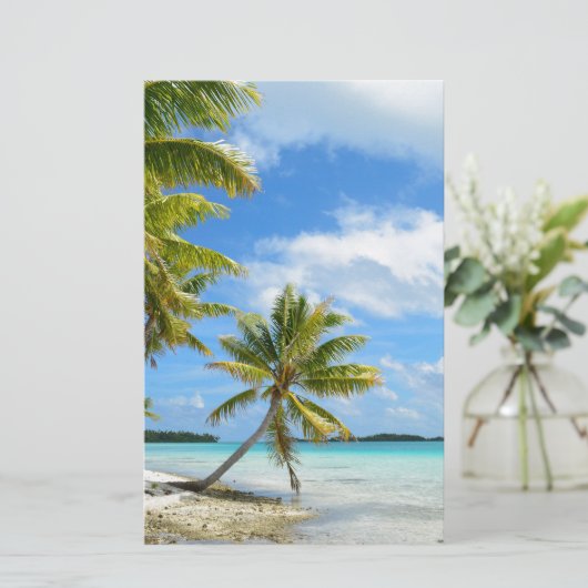 Palmboomstrand Briefpapier (Staand voorkant)
