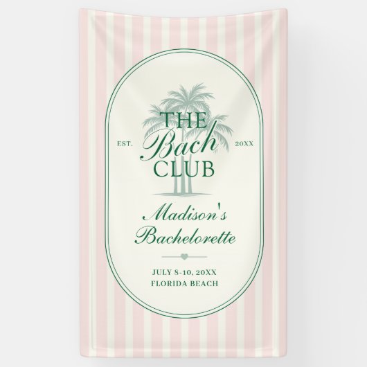 Palmboomstrand Bruidsmeisjesclub Afscheid Weekend Spandoek (Verticaal)