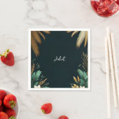 Palmboomstrand groen en gouden bruidsdouche servet (Insitu)