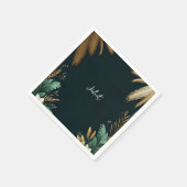 Palmboomstrand Groen En Gouden Bruidsmeisjesfeest Servet (Hoek)