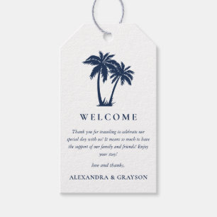 Palmboomstrand Nautisch Marine Huwelijk Cadeaulabel