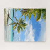 Palmboomstrand op een tropisch eiland legpuzzel (Horizontaal)