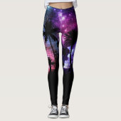 Palmboomstrand, ruimte sterrenstelsel, Leggings (Voorkant)