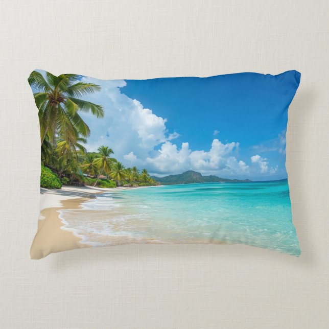 Palmboomstrand Tropische Oceaan  Accent Kussen (Voorkant)