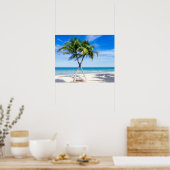 Palmboomstrand tropische zomerfoto poster (Keuken)