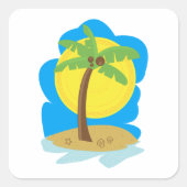 Palmboomstrand Vierkante Sticker (Voorkant)
