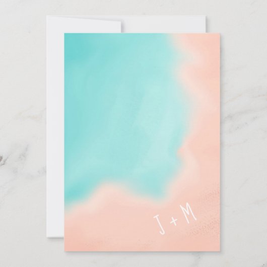 Palmboomstrandpijl blauw tropisch behalve de datum save the date (Achterkant)