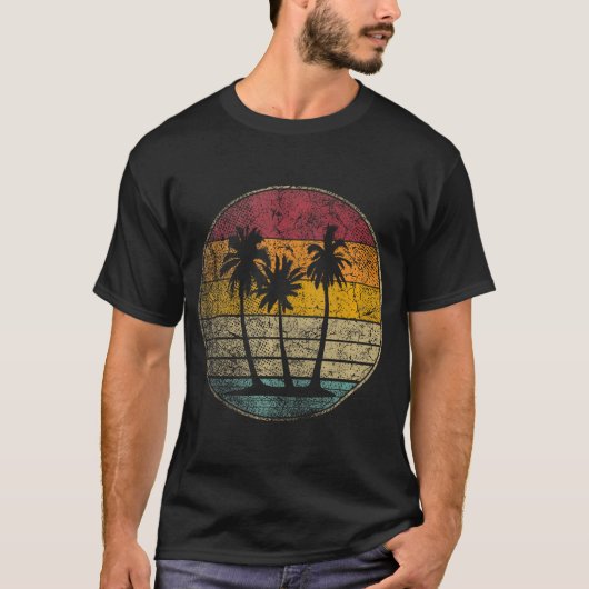 Palmboomstructuur Shirt Tropisch strand Retrostij (Voorkant)