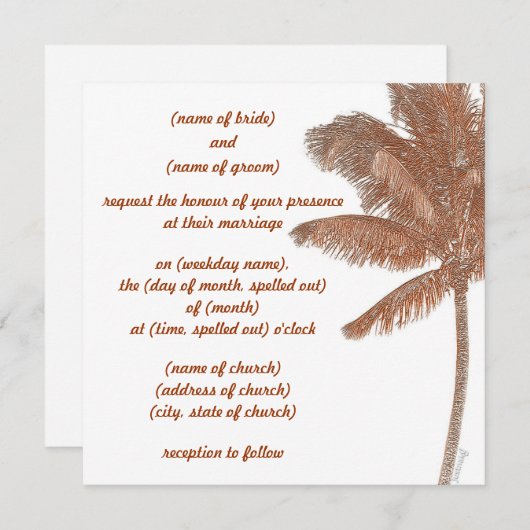 palmboomuitnodiging kaart (Voorkant / Achterkant)