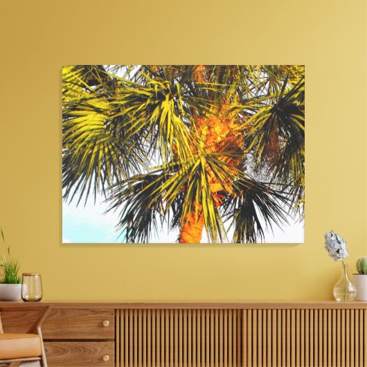 Palmboomvertakkingen, namiddag zon canvas afdruk (Insitu (Woonkamer))
