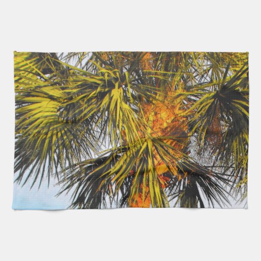 Palmboomvertakkingen, namiddag zon theedoek (Horizontaal)