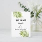 Palmboomvloed groene Waterverf vertrekt bruiloft Briefkaart (Staand voorkant)
