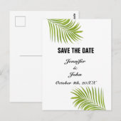 Palmboomvloed groene Waterverf vertrekt bruiloft Briefkaart (Voorkant / Achterkant)