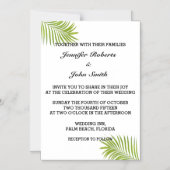 Palmboomvloed groene Waterverf vertrekt bruiloft Magnetische Uitnodiging (Voorkant)