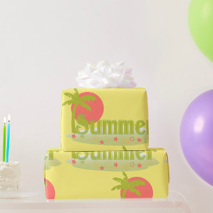 Palmboomzomer met zon en strand cadeaupapier