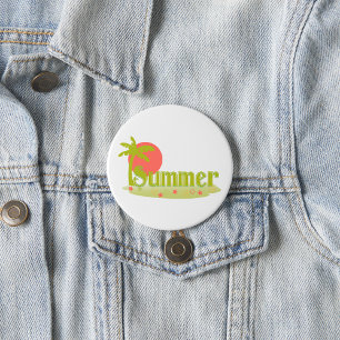 Palmboomzomer met zon en strand ronde button 7,6 cm