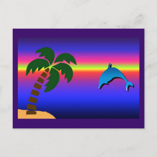Palmboomzon en Briefkaart van dolfijnen