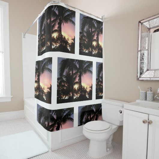 Palmboomzonsondergang Douchegordijn (In situ)