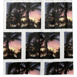 Palmboomzonsondergang Douchegordijn