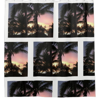 Palmboomzonsondergang Douchegordijn