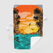 Palmboomzonsondergang Golfhanddoek (Insitu)