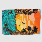 Palmboomzonsondergang Golfhanddoek (Horizontaal)
